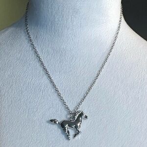 Galloping Horse Charm with Silver Necklace Fashion Jewelry, 20.5 in Chain